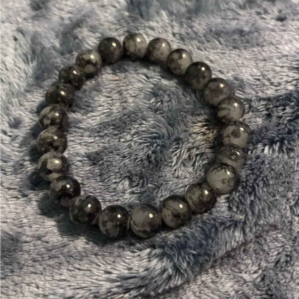 Smoky Gemstone Round Beaded Stretch Bracelet